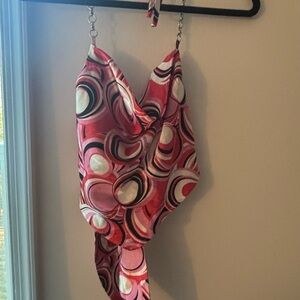 Rue21 Red and White Swirl Halter Top